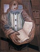 Juan Gris The clown scooped up the book painting